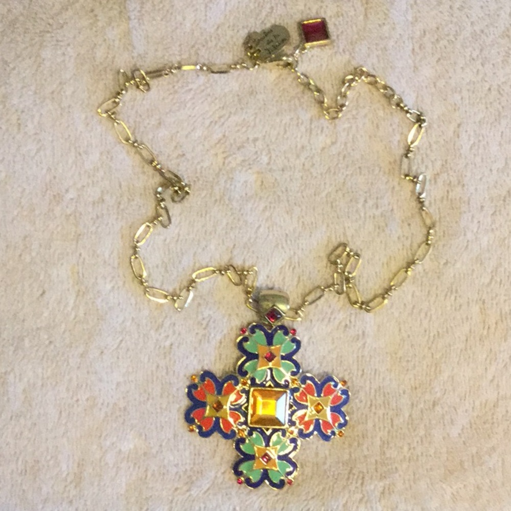 Cloisonné cross pendant